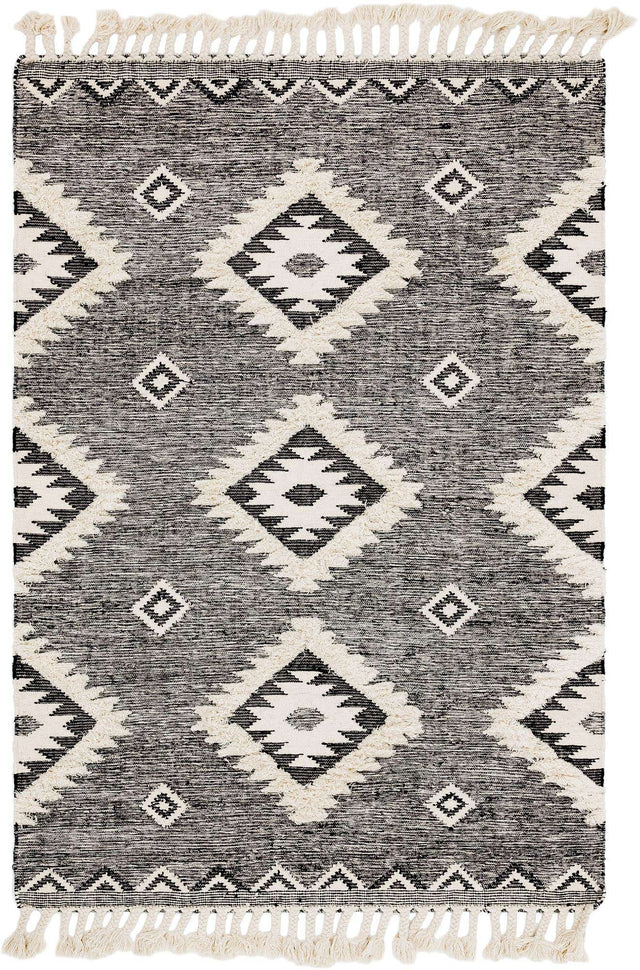 Charcoal 6' 1 x 9' Mesa Rectangle Area Rug 100% Wool Geometric All Natural Carpet for Living, Dining, Office, Bedrooms, Dorms, Kitchens for Sale at Rug Engine