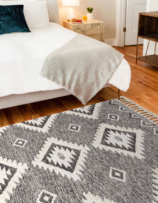 Charcoal 8' x 11' Mesa Rectangle Area Rug 100% Wool Geometric All Natural Carpet for Living, Dining, Office, Bedrooms, Dorms, Kitchens for Sale at Rug Engine