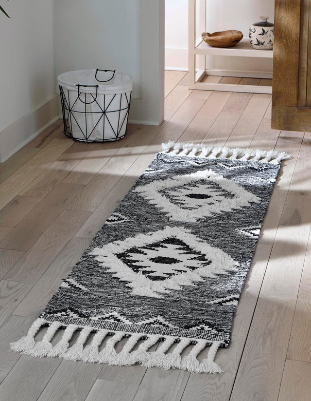 Charcoal 2' 2 x 6' 1 Mesa Runner Area Rug 100% Wool Geometric All Natural Carpet for Living, Dining, Office, Bedrooms, Dorms, Kitchens for Sale at Rug Engine
