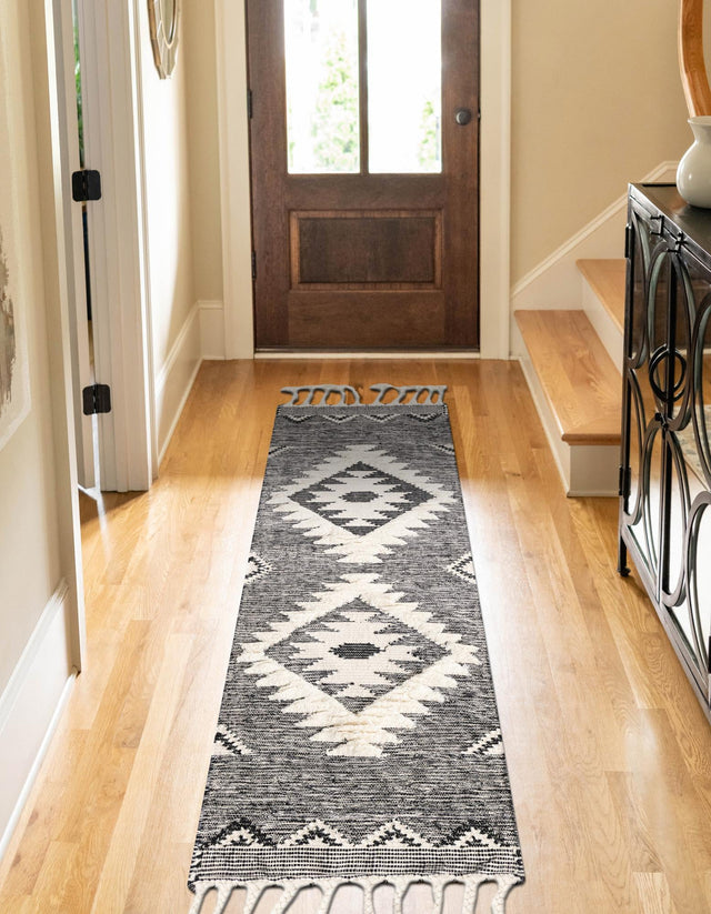 Charcoal 2' 2 x 6' 1 Mesa Runner Area Rug 100% Wool Geometric All Natural Carpet for Living, Dining, Office, Bedrooms, Dorms, Kitchens for Sale at Rug Engine