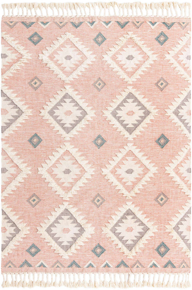 Pink 8' x 11' Mesa Rectangle Area Rug 100% Wool Geometric All Natural Carpet for Living, Dining, Office, Bedrooms, Dorms, Kitchens for Sale at Rug Engine