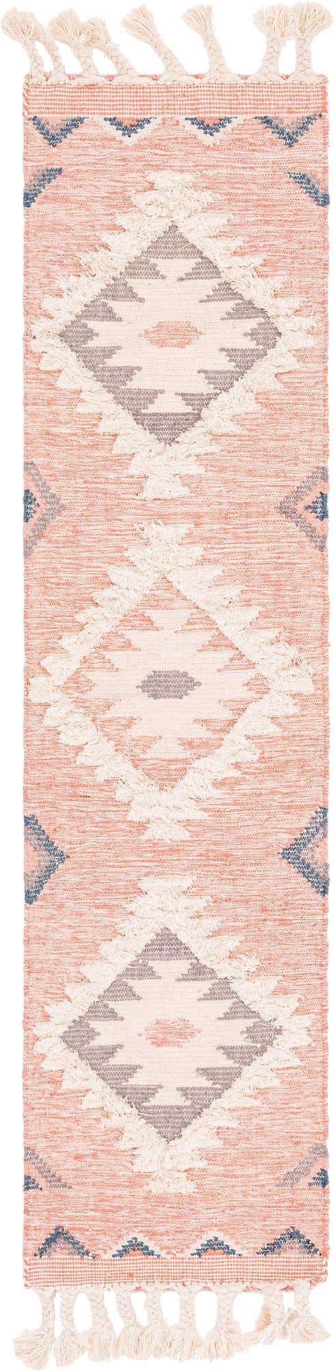 Pink 2' 2 x 8' 2 Mesa Runner Area Rug 100% Wool Geometric All Natural Carpet for Living, Dining, Office, Bedrooms, Dorms, Kitchens for Sale at Rug Engine