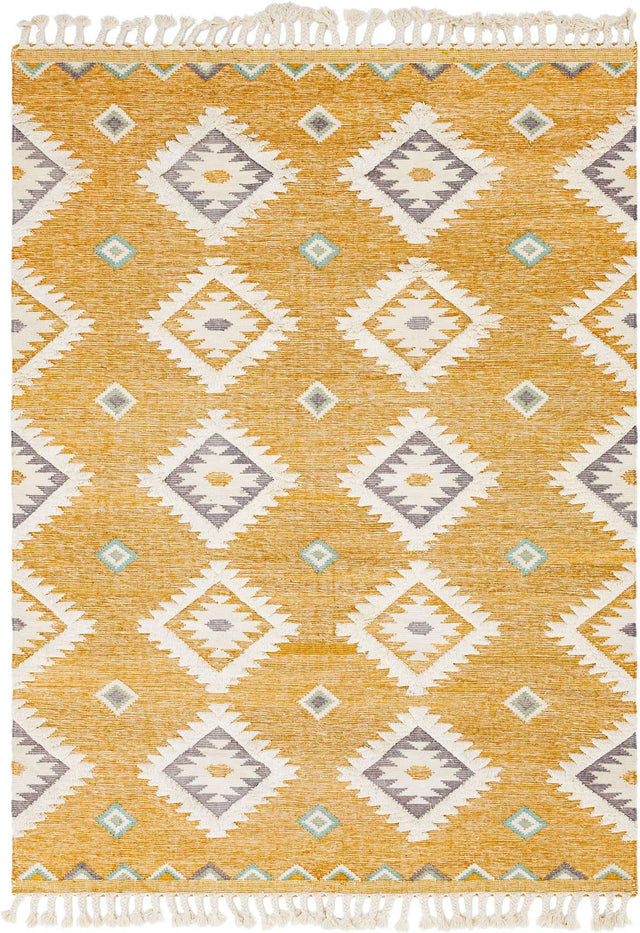 Gold 9' x 12' 2 Mesa Rectangle Area Rug 100% Wool Geometric All Natural Carpet for Living, Dining, Office, Bedrooms, Dorms, Kitchens for Sale at Rug Engine