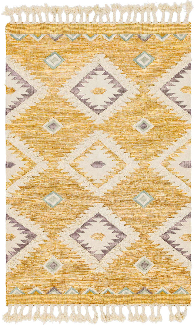 Gold 6' 1 x 9' Mesa Rectangle Area Rug 100% Wool Geometric All Natural Carpet for Living, Dining, Office, Bedrooms, Dorms, Kitchens for Sale at Rug Engine