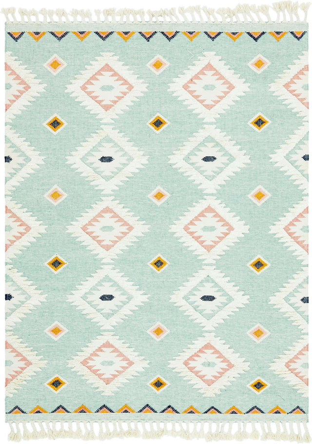 Light Aqua 9' x 12' 2 Mesa Rectangle Area Rug 100% Wool Geometric All Natural Carpet for Living, Dining, Office, Bedrooms, Dorms, Kitchens for Sale at Rug Engine