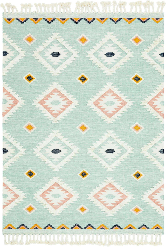 Light Aqua 8' x 11' Mesa Rectangle Area Rug 100% Wool Geometric All Natural Carpet for Living, Dining, Office, Bedrooms, Dorms, Kitchens for Sale at Rug Engine