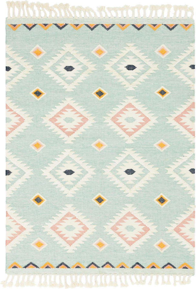 Light Aqua 8' x 10' Mesa Rectangle Area Rug 100% Wool Geometric All Natural Carpet for Living, Dining, Office, Bedrooms, Dorms, Kitchens for Sale at Rug Engine