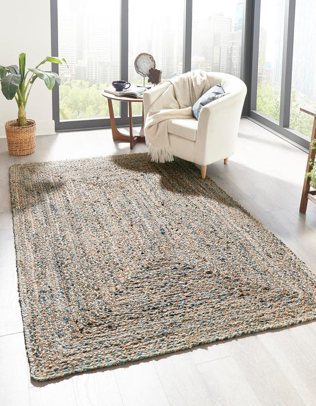 Natural 5' 1 x 8' Braided Chindi Rectangle Area Rug 100% Cotton Hand Braided Natural Eco-Friendly Boho Style Modern Carpet for Living Rooms Dining Office Dorm for Sale at Rug Engine