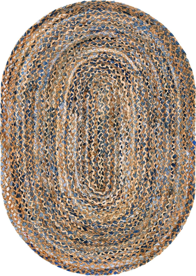 Natural 4' 1 x 6' 1 Braided Chindi Oval Area Rug 100% Cotton Hand Braided Natural Eco-Friendly Boho Style Modern Carpet for Living Rooms Dining Office Dorm for Sale at Rug Engine