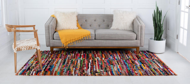 Multicolor 8' x 10' Braided Chindi Rectangle Area Rug 100% Cotton Hand Braided Natural Eco-Friendly Boho Style Modern Carpet for Living Rooms Dining Office Dorm for Sale at Rug Engine