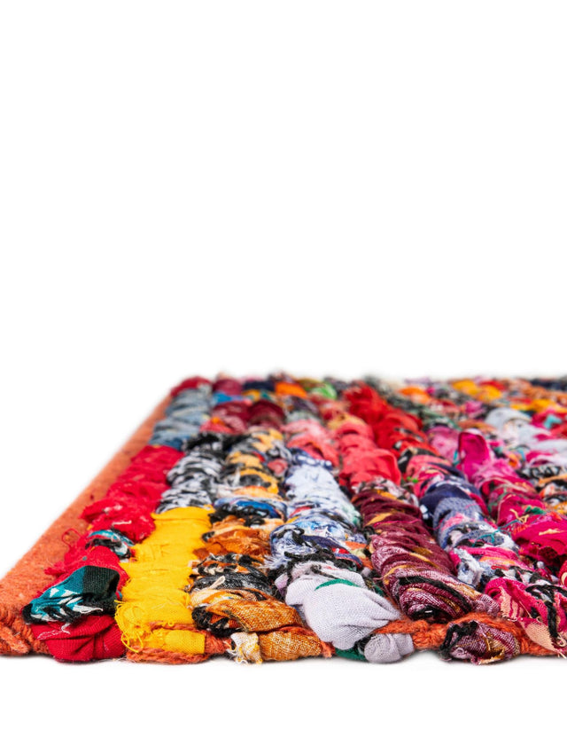 Multicolor 6' 1 x 9' Braided Chindi Rectangle Area Rug 100% Cotton Hand Braided Natural Eco-Friendly Boho Style Modern Carpet for Living Rooms Dining Office Dorm for Sale at Rug Engine