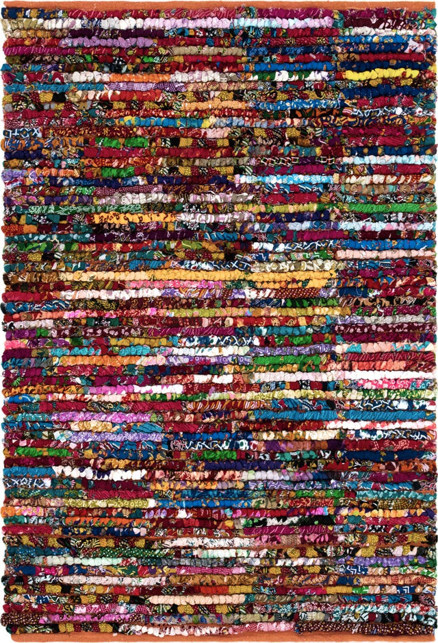 Multicolor 4' 1 x 6' 1 Braided Chindi Rectangle Area Rug 100% Cotton Hand Braided Natural Eco-Friendly Boho Style Modern Carpet for Living Rooms Dining Office Dorm for Sale at Rug Engine