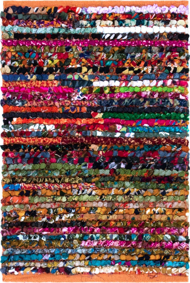 Multicolor 2' x 3' 1 Braided Chindi Rectangle Area Rug 100% Cotton Hand Braided Natural Eco-Friendly Boho Style Modern Carpet for Living Rooms Dining Office Dorm for Sale at Rug Engine