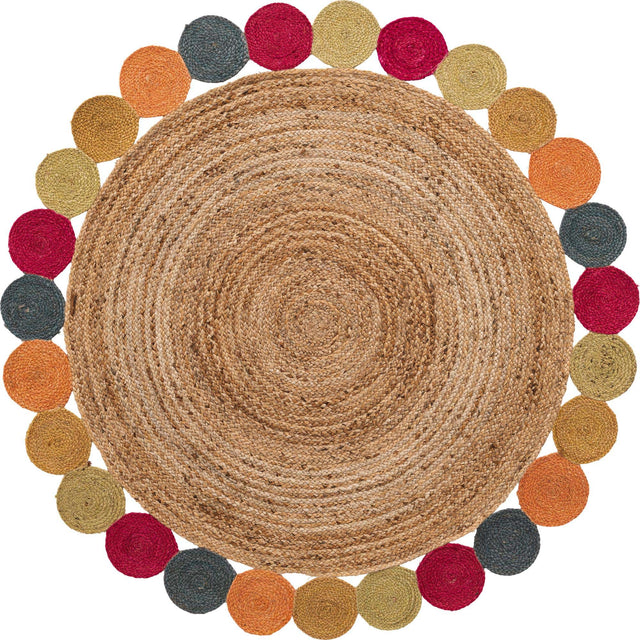 Natural 6' 1 x 6' 1 Braided Jute Round Area Rug 100% Jute Hand Braided Natural Eco-Friendly Boho Style Carpet for Living Rooms Dining Office Space Dorms for Sale at Rug Engine