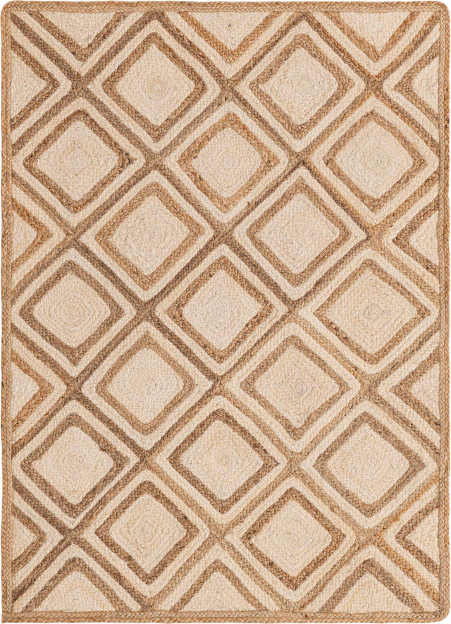 Natural 4' 1 x 6' 1 Braided Jute Rectangle Area Rug 100% Jute Hand Braided Natural Eco-Friendly Boho Style Carpet for Living Rooms Dining Office Space Dorms for Sale at Rug Engine
