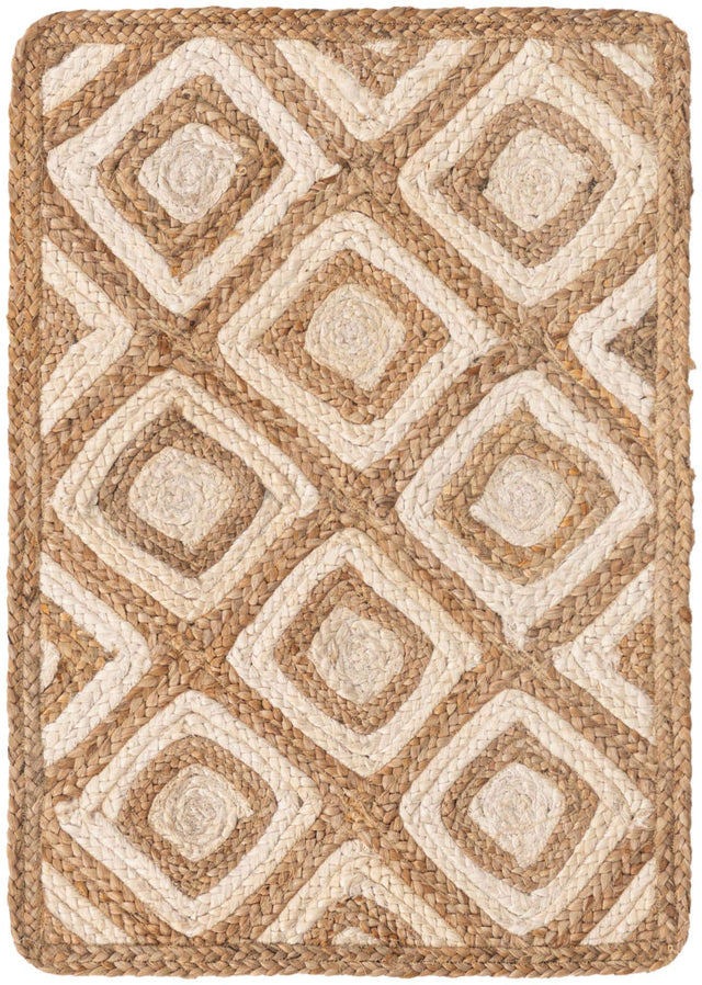 Natural 2' x 3' 1 Braided Jute Rectangle Area Rug 100% Jute Hand Braided Natural Eco-Friendly Boho Style Carpet for Living Rooms Dining Office Space Dorms for Sale at Rug Engine
