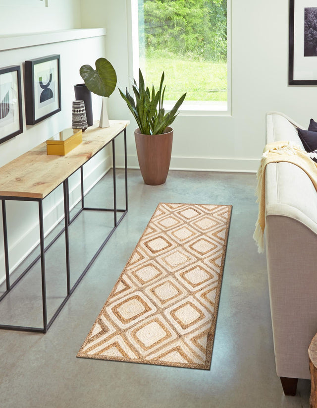 Natural 2' 7 x 6' 1 Braided Jute Runner Area Rug 100% Jute Hand Braided Natural Eco-Friendly Boho Style Carpet for Living Rooms Dining Office Space Dorms for Sale at Rug Engine