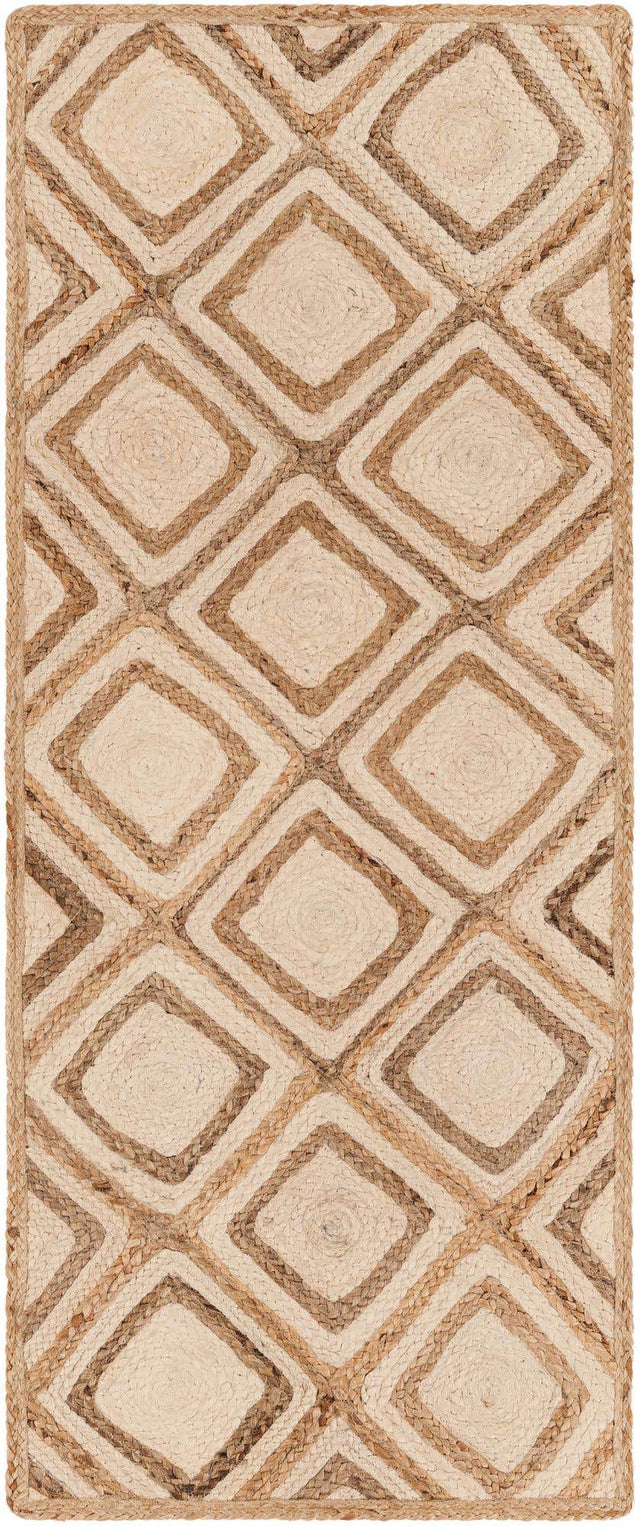 Natural 2' 7 x 6' 1 Braided Jute Runner Area Rug 100% Jute Hand Braided Natural Eco-Friendly Boho Style Carpet for Living Rooms Dining Office Space Dorms for Sale at Rug Engine