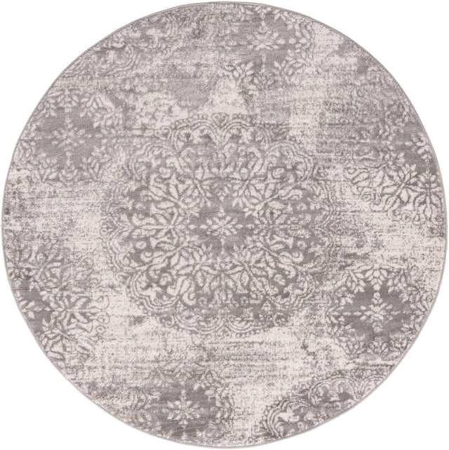 Light Gray 5' 3 x 5' 3 Sofia Round Area Rug Durable Easy Clean Stain Resistant Unique Carpet for Affordable Interior Home Design for Sale at Rug Engine