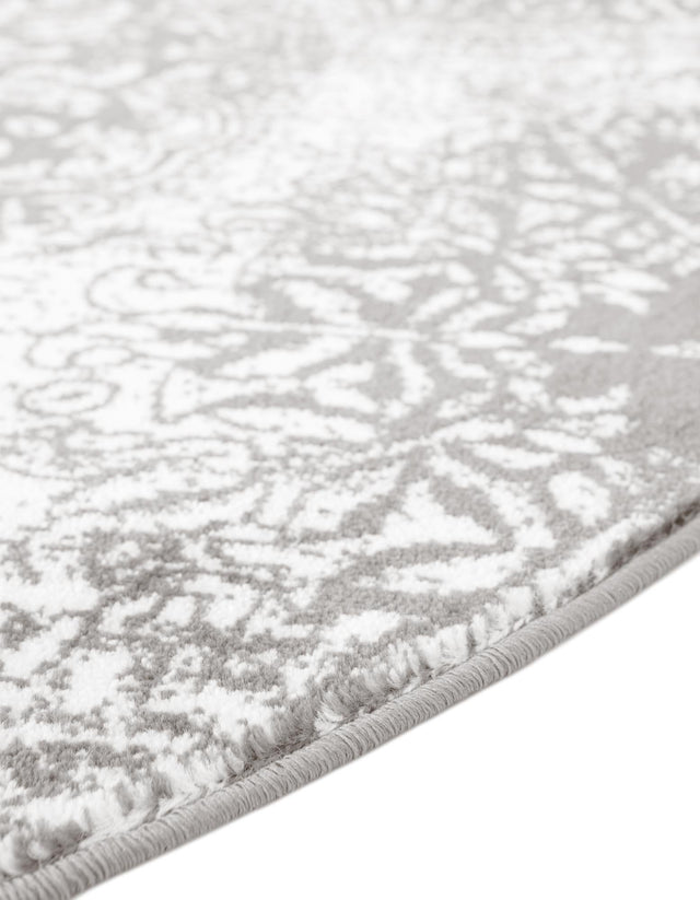 Light Gray 6' 1 x 6' 1 Sofia Round Area Rug Durable Easy Clean Stain Resistant Unique Carpet for Affordable Interior Home Design for Sale at Rug Engine