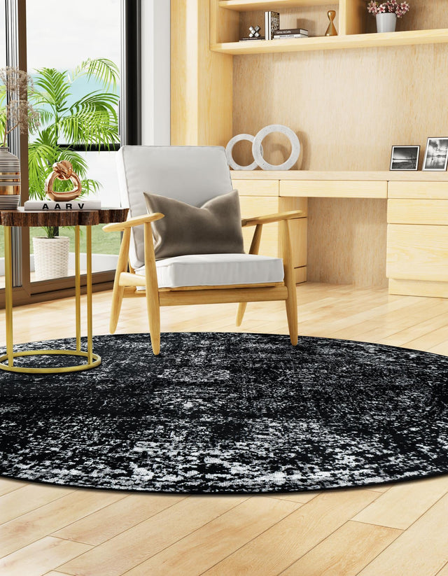 Black 12' x 12' Sofia Round Area Rug Durable Easy Clean Stain Resistant Unique Carpet for Affordable Interior Home Design for Sale at Rug Engine