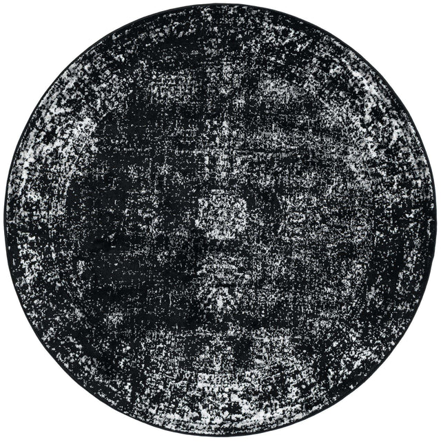 Black 5' 3 x 5' 3 Sofia Round Area Rug Durable Easy Clean Stain Resistant Unique Carpet for Affordable Interior Home Design for Sale at Rug Engine
