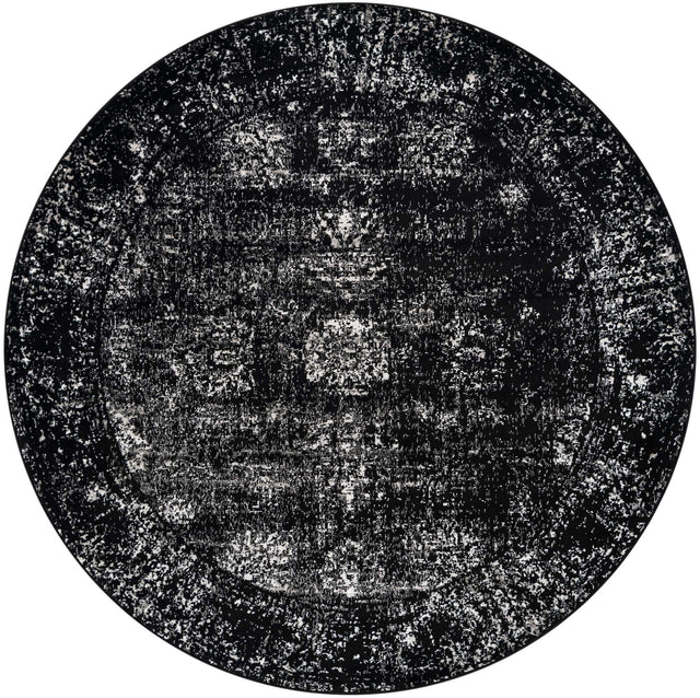 Black 7' 1 x 7' 1 Sofia Round Area Rug Durable Easy Clean Stain Resistant Unique Carpet for Affordable Interior Home Design for Sale at Rug Engine
