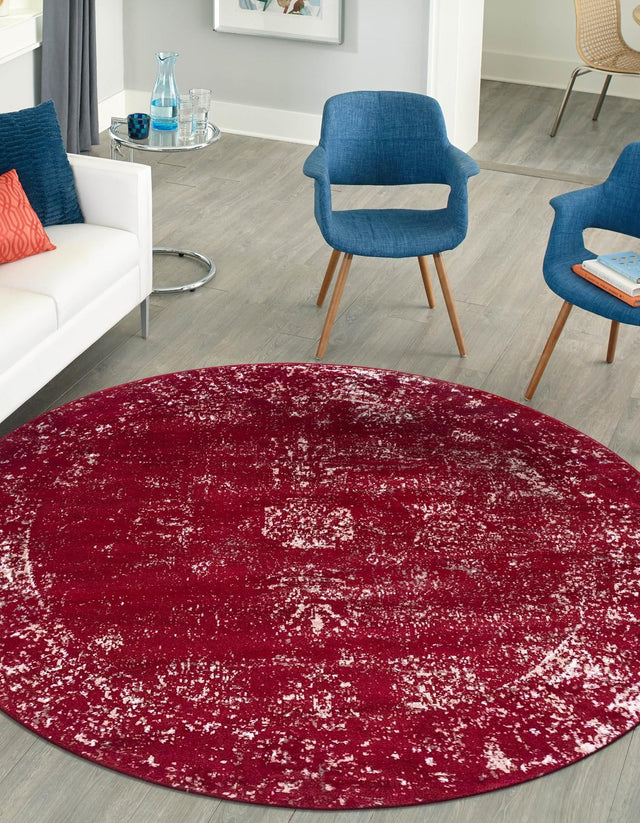Burgundy 5' 3 x 5' 3 Sofia Round Area Rug Durable Easy Clean Stain Resistant Unique Carpet for Affordable Interior Home Design for Sale at Rug Engine