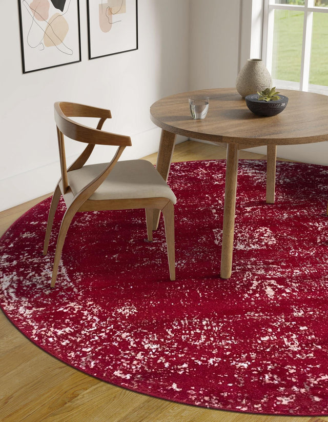 Burgundy 5' 3 x 5' 3 Sofia Round Area Rug Durable Easy Clean Stain Resistant Unique Carpet for Affordable Interior Home Design for Sale at Rug Engine