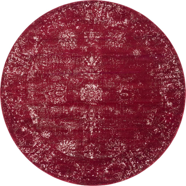 Burgundy 7' 1 x 7' 1 Sofia Round Area Rug Durable Easy Clean Stain Resistant Unique Carpet for Affordable Interior Home Design for Sale at Rug Engine