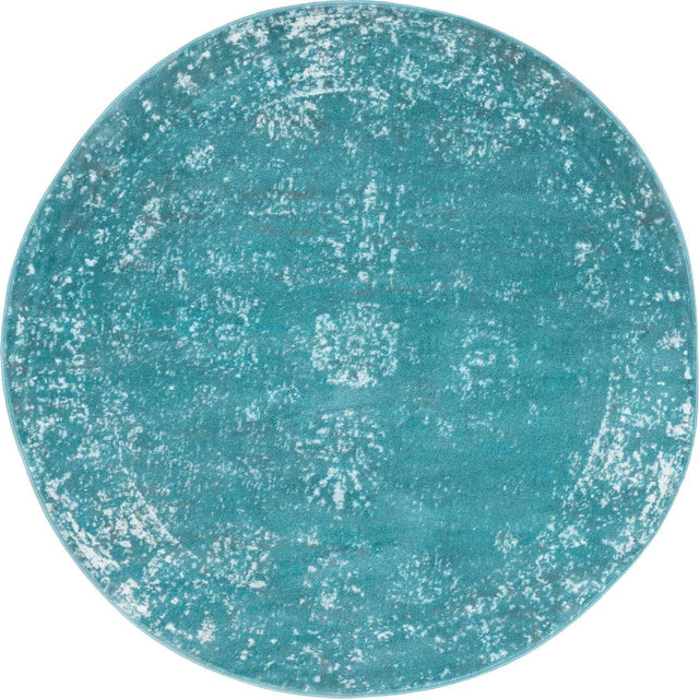 Turquoise 7' 1 x 7' 1 Sofia Round Area Rug Durable Easy Clean Stain Resistant Unique Carpet for Affordable Interior Home Design for Sale at Rug Engine