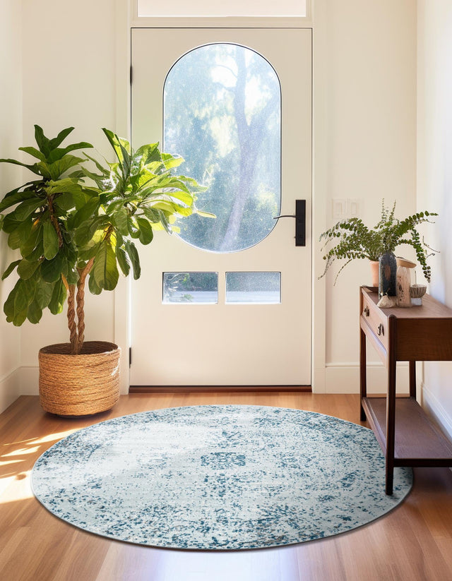 Light Blue 10' x 10' Sofia Round Area Rug Durable Easy Clean Stain Resistant Unique Carpet for Affordable Interior Home Design for Sale at Rug Engine