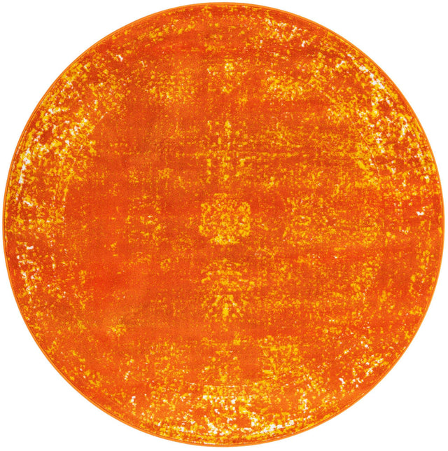Orange 5' 3 x 5' 3 Sofia Round Area Rug Durable Easy Clean Stain Resistant Unique Carpet for Affordable Interior Home Design for Sale at Rug Engine