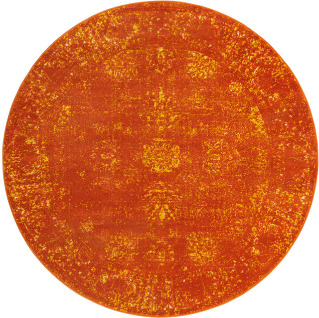 Orange 7' 1 x 7' 1 Sofia Round Area Rug Durable Easy Clean Stain Resistant Unique Carpet for Affordable Interior Home Design for Sale at Rug Engine