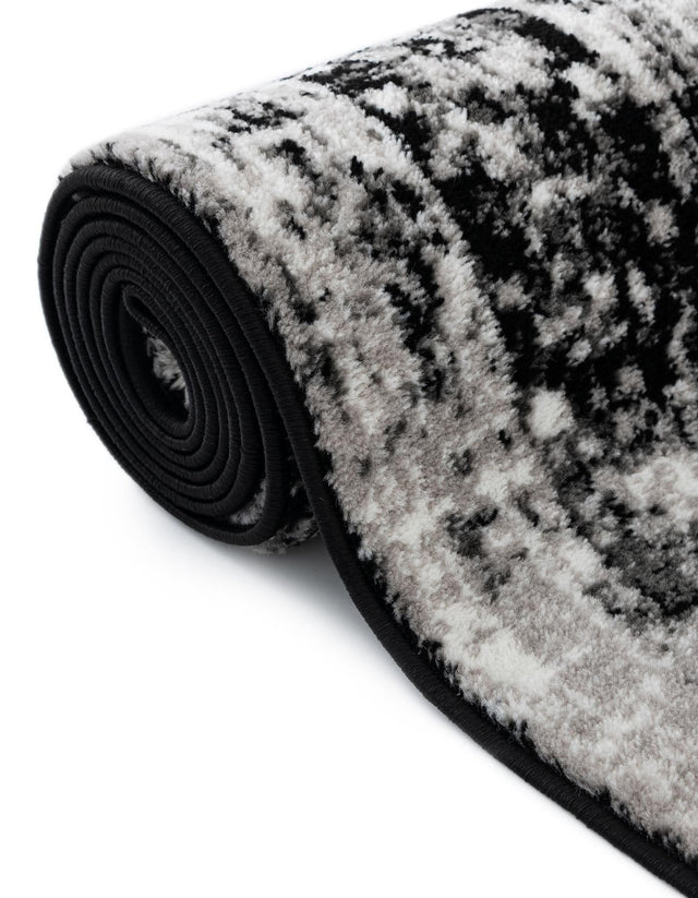 Black 6' 1 x 6' 1 Sofia Round Area Rug Durable Easy Clean Stain Resistant Unique Carpet for Affordable Interior Home Design for Sale at Rug Engine