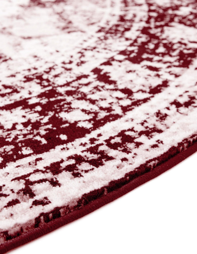 Burgundy 7' 1 x 7' 1 Sofia Round Area Rug Durable Easy Clean Stain Resistant Unique Carpet for Affordable Interior Home Design for Sale at Rug Engine