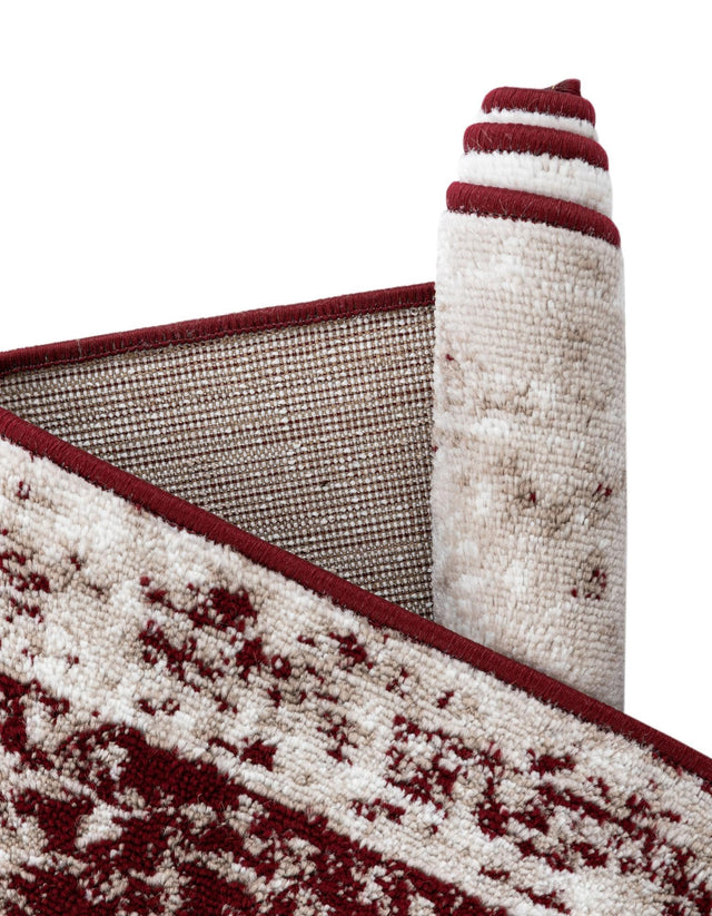 Burgundy 7' 1 x 7' 1 Sofia Round Area Rug Durable Easy Clean Stain Resistant Unique Carpet for Affordable Interior Home Design for Sale at Rug Engine