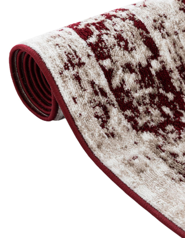 Burgundy 7' 1 x 7' 1 Sofia Round Area Rug Durable Easy Clean Stain Resistant Unique Carpet for Affordable Interior Home Design for Sale at Rug Engine