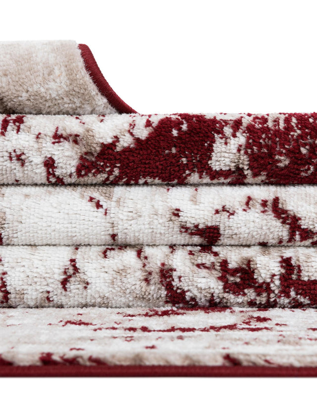 Burgundy 7' 1 x 7' 1 Sofia Round Area Rug Durable Easy Clean Stain Resistant Unique Carpet for Affordable Interior Home Design for Sale at Rug Engine