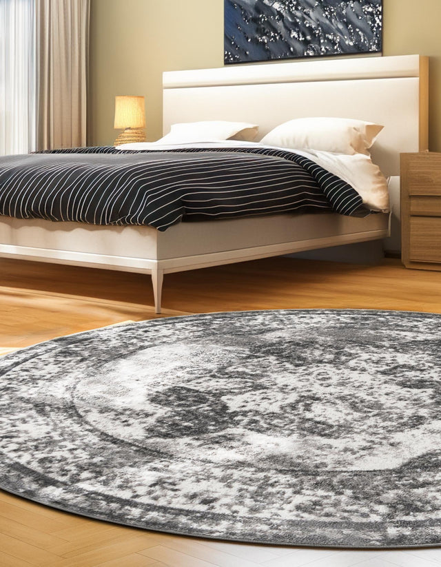 Gray 13' 1 x 13' 1 Sofia Round Area Rug Durable Easy Clean Stain Resistant Unique Carpet for Affordable Interior Home Design for Sale at Rug Engine