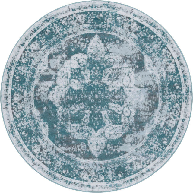 Turquoise 5' 3 x 5' 3 Sofia Round Area Rug Durable Easy Clean Stain Resistant Unique Carpet for Affordable Interior Home Design for Sale at Rug Engine