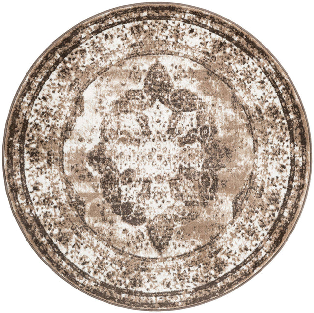 Light Brown 5' 3 x 5' 3 Sofia Round Area Rug Durable Easy Clean Stain Resistant Unique Carpet for Affordable Interior Home Design for Sale at Rug Engine