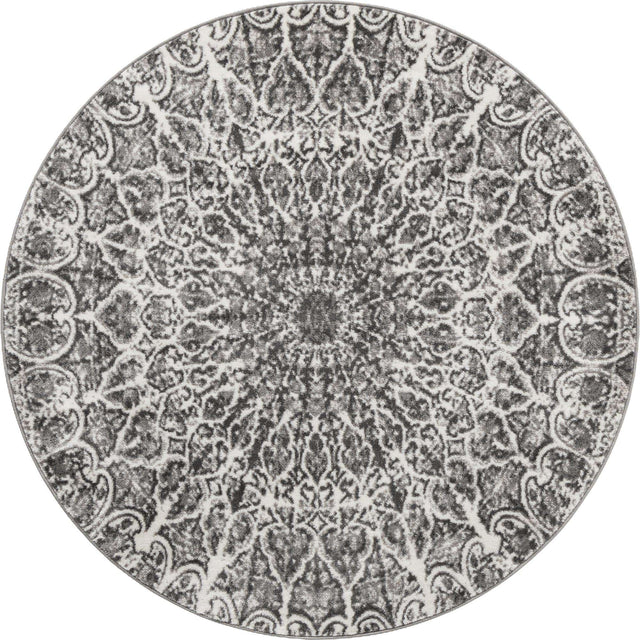 Dark Gray 5' 3 x 5' 3 Sofia Round Area Rug Durable Easy Clean Stain Resistant Unique Carpet for Affordable Interior Home Design for Sale at Rug Engine