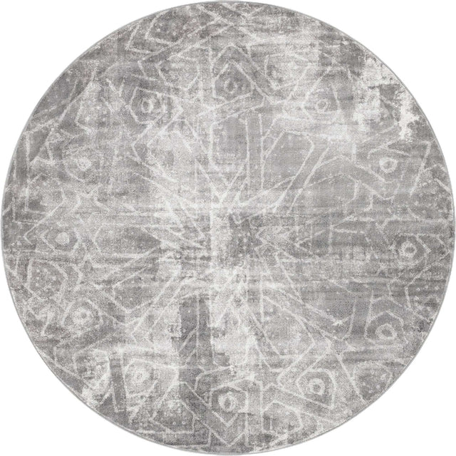 Dark Gray 7' 1 x 7' 1 Sofia Round Area Rug Durable Easy Clean Stain Resistant Unique Carpet for Affordable Interior Home Design for Sale at Rug Engine
