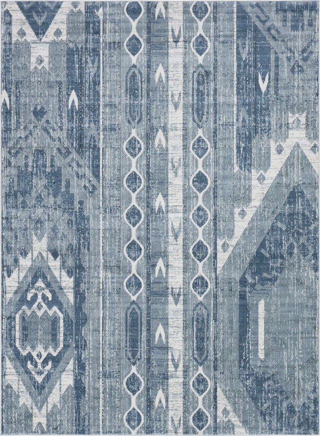 Blue Gray 7' 10 x 11' Portland Rectangle Area Rug 85% Polypropylene & 15% Polyester Vintage Distressed Traditional Carpet for Home Decor for Sale at Rug Engine