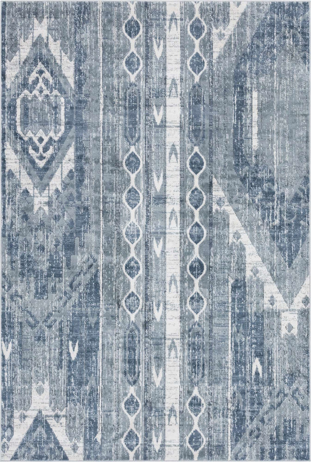 Blue Gray 6' 1 x 9' Portland Rectangle Area Rug 85% Polypropylene & 15% Polyester Vintage Distressed Traditional Carpet for Home Decor for Sale at Rug Engine