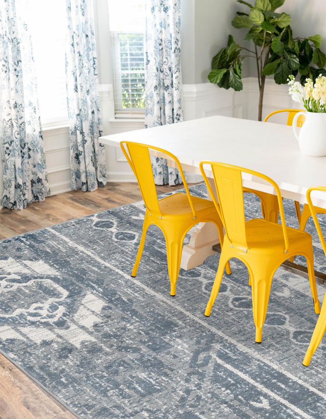 Blue Gray 7' 1 x 10' Portland Rectangle Area Rug 85% Polypropylene & 15% Polyester Vintage Distressed Traditional Carpet for Home Decor for Sale at Rug Engine