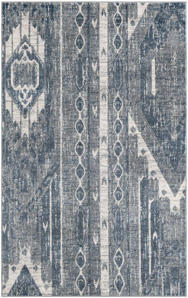 Blue Gray 5' 3 x 8' Portland Rectangle Area Rug 85% Polypropylene & 15% Polyester Vintage Distressed Traditional Carpet for Home Decor for Sale at Rug Engine