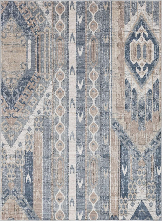 Navy Blue 7' 10 x 11' Portland Rectangle Area Rug 85% Polypropylene & 15% Polyester Vintage Distressed Traditional Carpet for Home Decor for Sale at Rug Engine
