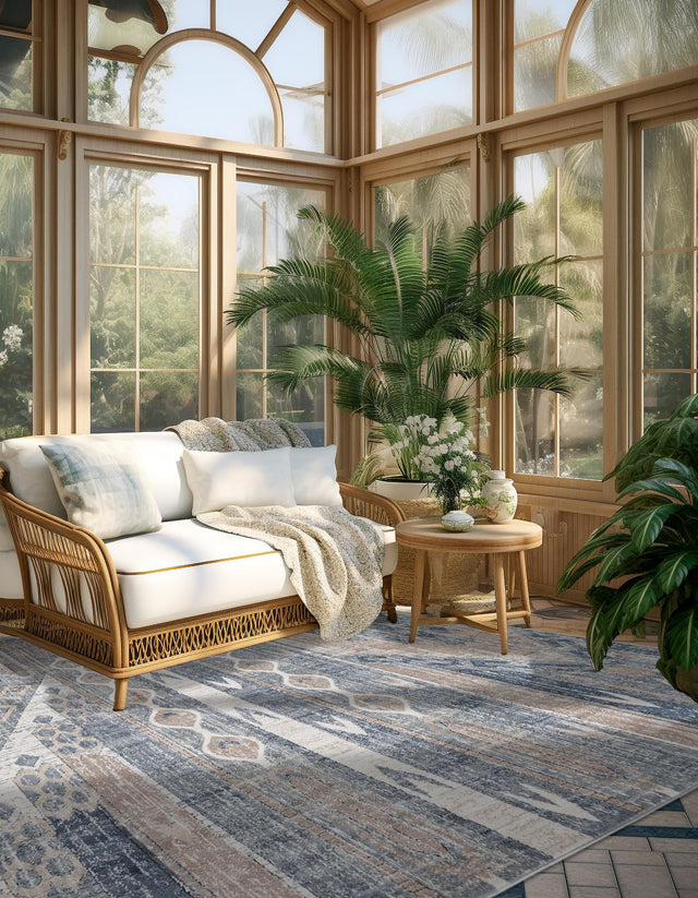 Navy Blue 6' 1 x 6' 1 Portland Square Area Rug 85% Polypropylene & 15% Polyester Vintage Distressed Traditional Carpet for Home Decor for Sale at Rug Engine